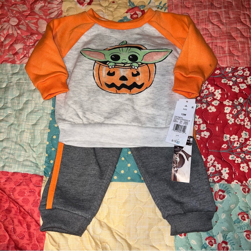 🎃 Halloween Star Wars The Mandalorian Baby Boys Size 12 months Set New NWT Yoda